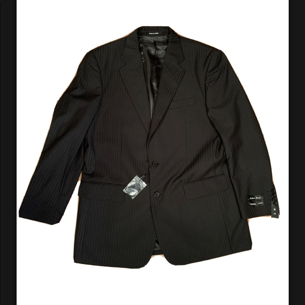 Fortino Landi Blazer 42R Black W Black Pinstripes